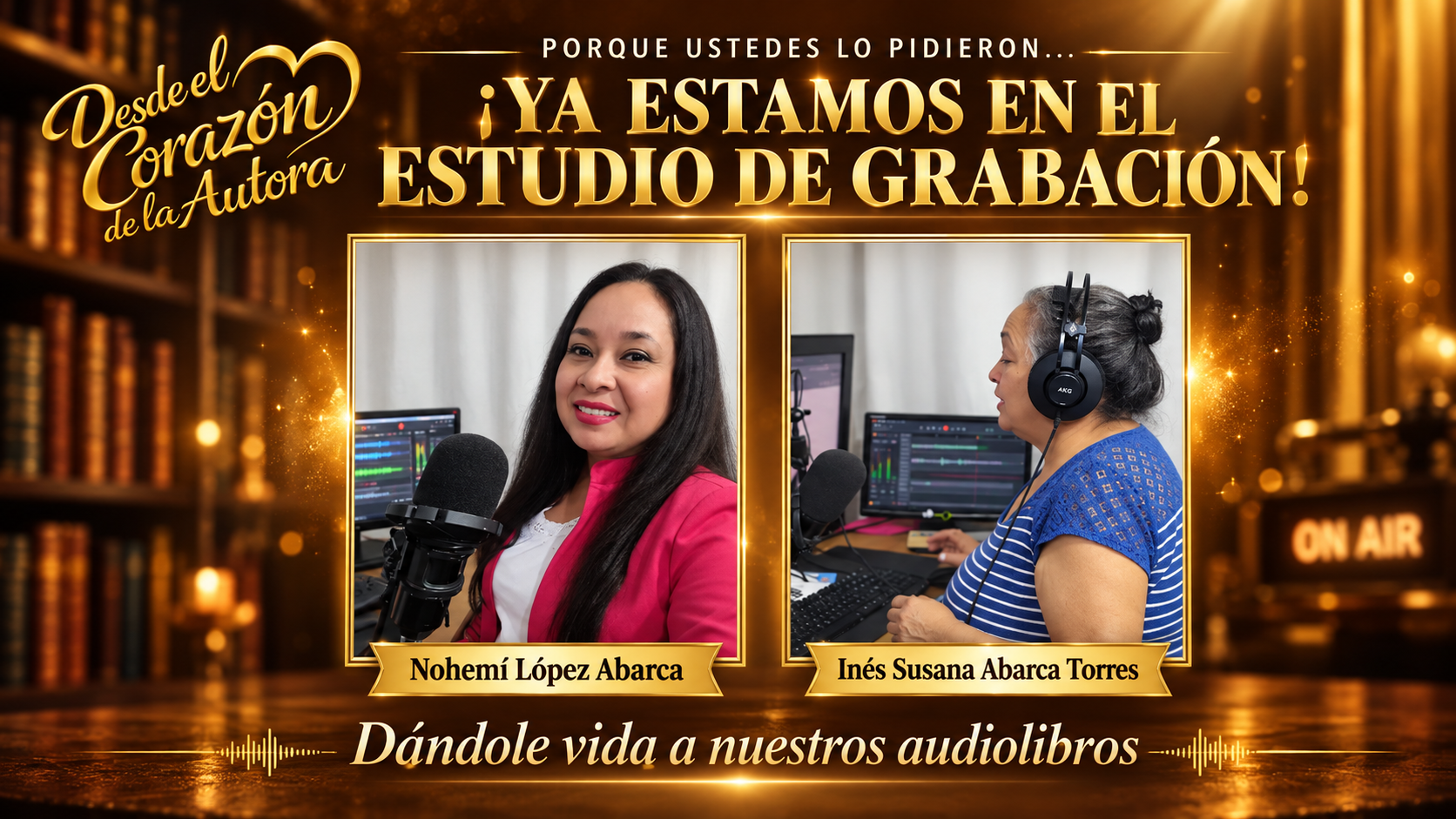 Nohemí y Susana grabando sus audiolibros