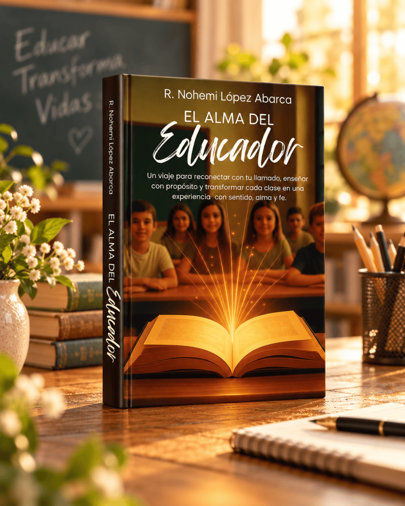 Mockup ambientado del libro El Alma del Educador de Nohemí López Abarca.