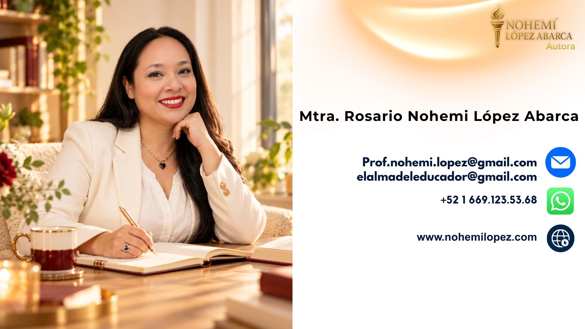 Nohemí López Abarca y sus datos de contacto profesional.